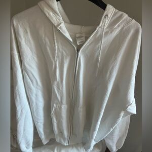 Hanes White Eco Smart oversized zip up hoodie, (Unisex) size XL